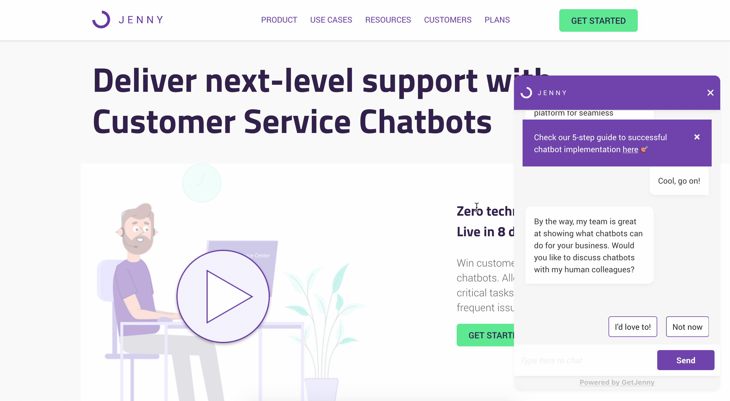 Ask_visitors_for_their_name_and_provide_a_human_personalized_experience_with_Customer_Service_Chatbots_GetJenny