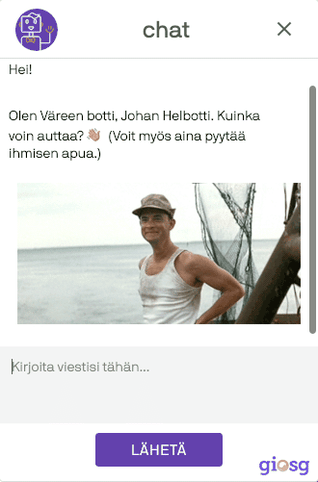 Väre's chatbot uses fun GIFs to wave and say hello to their vistors.