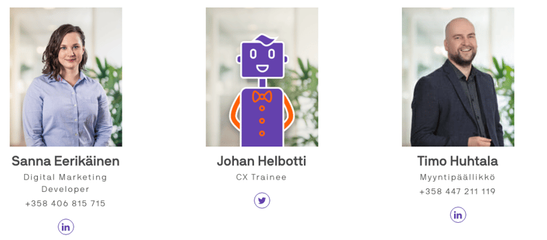 Johan Helbotti the chatbot is listed as a CX trainee in Väre's staff directory on their website.